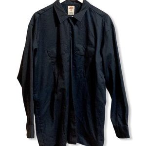 Dickies Long Sleeve Solid Black Button Up Shirt